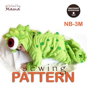 Sewing PATTERN - Tangled&#39;s Chameleon Pascal Inspired Baby Costume - sizes NB and 0-3M - Read full description