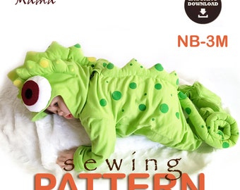 Tangled Pascal Chameleon inspired Baby Costume Sewing Pattern – NB & 0-3M (Digital Download)
