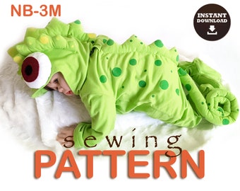 Sewing PATTERN - Tangled's Chameleon Pascal Inspired Baby Costume - sizes NB and 0-3M - Read full description