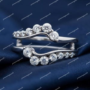 CZ & Moissanite Ring Enhancer | 14k White Gold Plated Wrap Guard