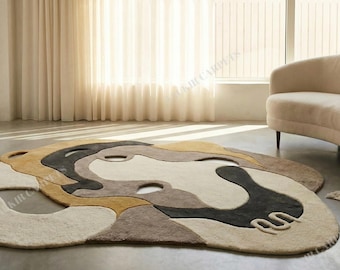 Tapete abstrato tufado à mão, tapete moderno orgânico, Taukir Carpets