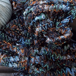 SUPER BULKY Yarn - Viscose, Wool, Nylon - Trellis S. Charles Collezione - 50g - Black Grey Teal Copper
