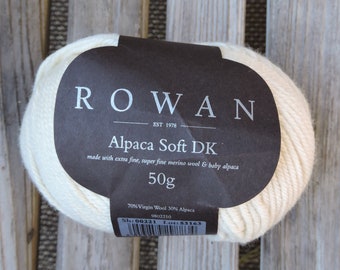 DK Weight Yarn - Rowan Alpaca Soft DK - Virgin Wool Alpaca Blend - Off White (#221) - 50g - 137 yards - Christmas