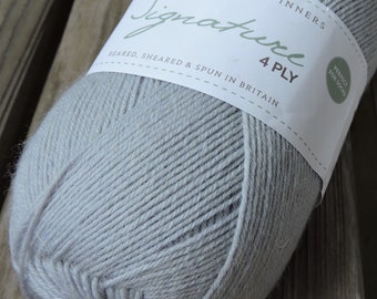 SOCK Weight Yarn - West Yorkshire Spinners Signature 4 Ply - Dusty Miller (129) - 100g/ 436 yds - Virgin Wool/Nylon - Grey