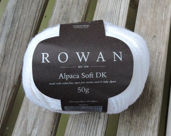 DK Weight Yarn - Rowan Alpaca Soft DK - Virgin Wool Alpaca Blend - Simply White (201) - 50g - 137 yards - Christmas