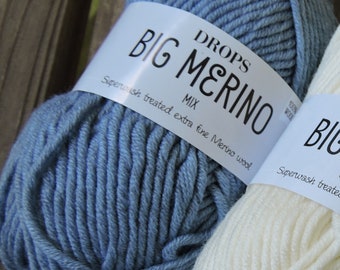 ARAN Weight Yarn - Pure Classic Wool in the European Style -  Forget Me Not (#06) - DROPS Big Merino by Garnstudio - 50g - 77 yards