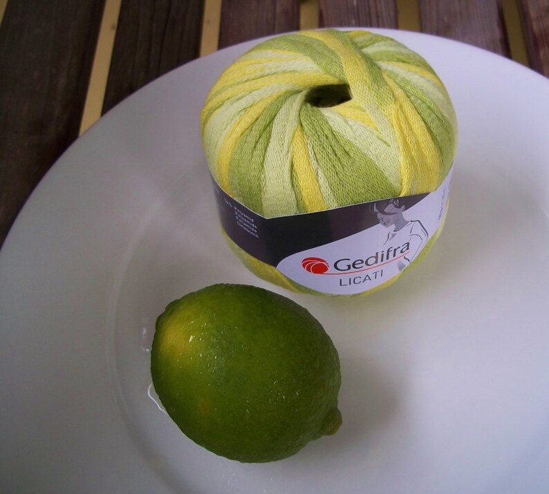 Gedifra Licati 50g 65 yards CHUNKY Weight Yarn Lime Green Neon Yellow Italian Key Lime Cotton Blend