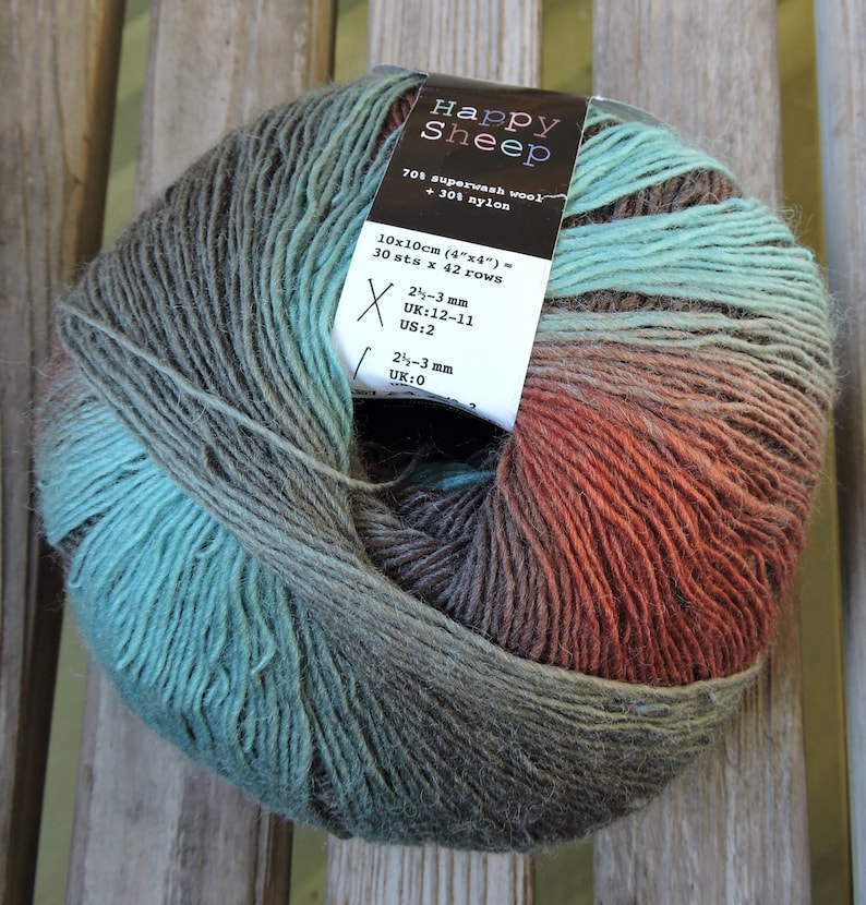 437 yards Sienna Mint Bronze Blue Grey SOCK Weight Green Brown Mint Happy Sheep Magic Sock 100g - Rust #20