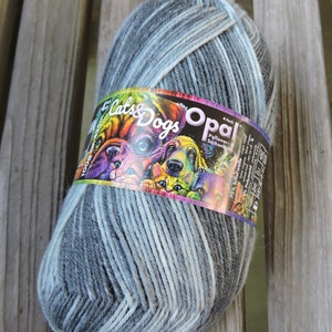 Sock Weight Yarn - 100g - Ever Faithful Snuffle Nose - Opal Cats & Dogs- #11234 - 464 yards - Germany - Virgin Wool  Nylon - Grey Cream