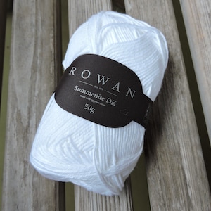 DK Weight Yarn - Rowan Summerlite DK - 100% Egyptian Cotton - White (465) - 50g - 142 yards - White