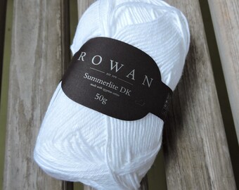 DK Weight Yarn - Rowan Summerlite DK - 100% Egyptian Cotton - White (465) - 50g - 142 yards - White