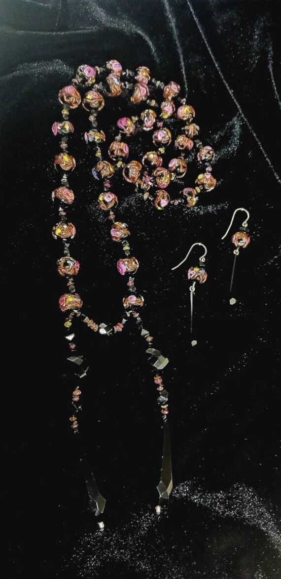 RARE Vintage Lariat Necklace and Earring Set. Italia… Gem