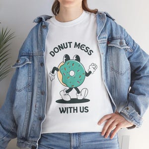Playful Donut Graphic Tee, Fun Unisex Cotton T-Shirt for Foodies, Casual Wear, Gift for Friends, Donut Lovers Apparel