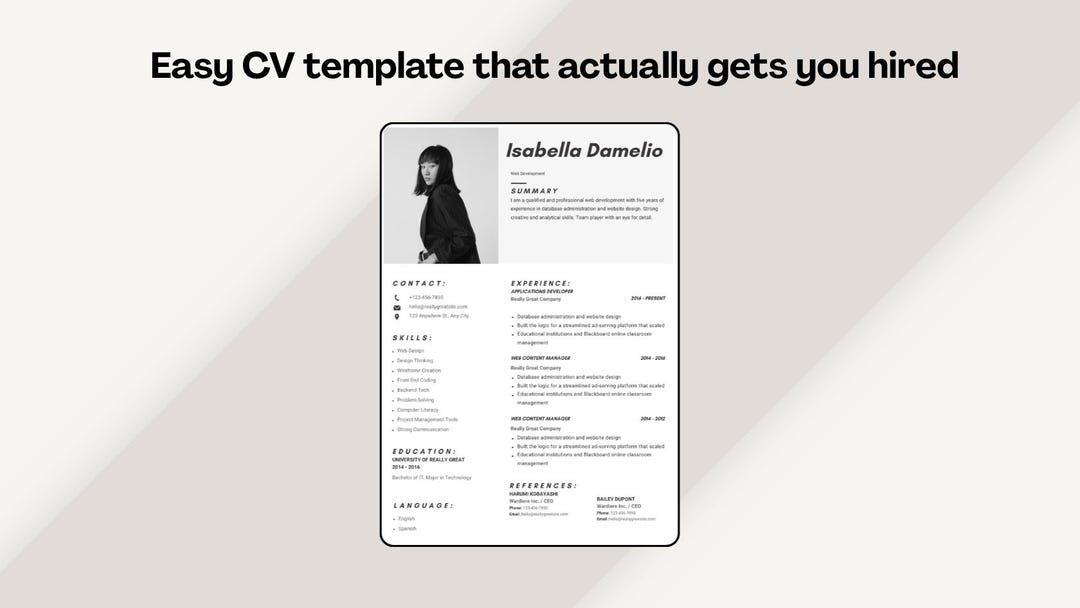 Easy CV Template That Will Get You Hired - Etsy
