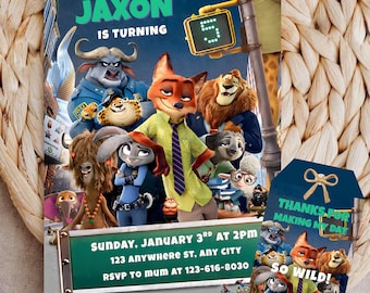 Zootopia Birthday Invitation, Editable Canva Zootropolis Invite, Zoo Animal Theme Birthday Party