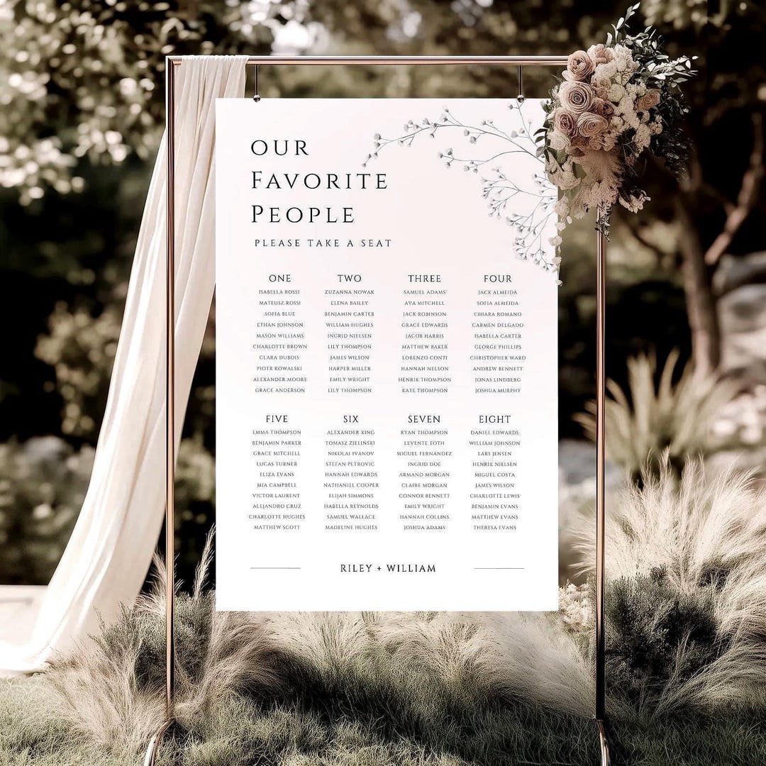 Elegant Wedding Seating Chart Sign | Minimalist Canva Template (digital ...