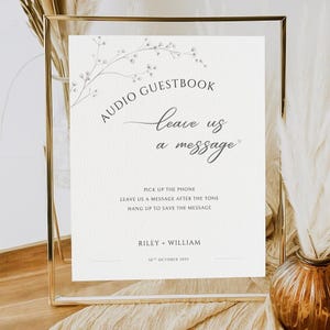 Audio-Gästebuch-Schild-Vorlage, modernes Hochzeitsdekor (Canva Editierbar)