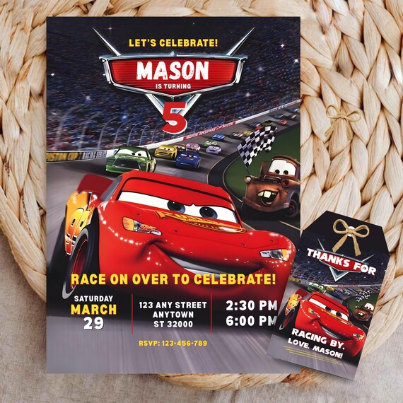 Cars Theme Birthday Invitation, Racing Birthday Party Invite, Digital Download