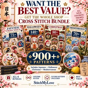 Best value - Whole Shop Cross Stitch Bundle, 900+ patterns