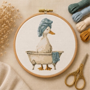 Goose Bath Stitch Cross Stitch Pattern: Farmhouse Bird Charm, Beginner Friendly | Digital Download, Pattern Keeper | Embroidery (PDF)