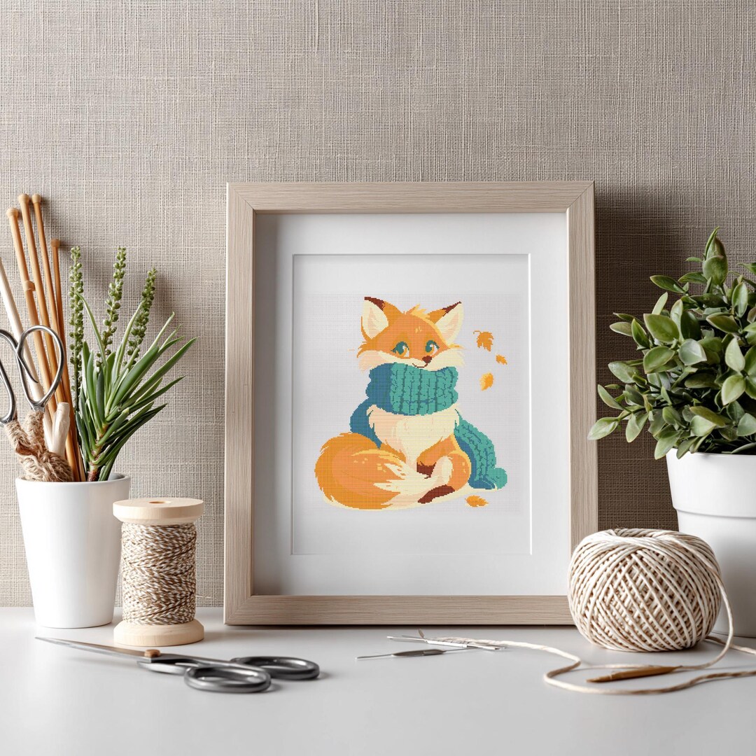 Autumn Fox Cross Stitch Pattern - Cozy Woodland Fall Motif Embroidery ...