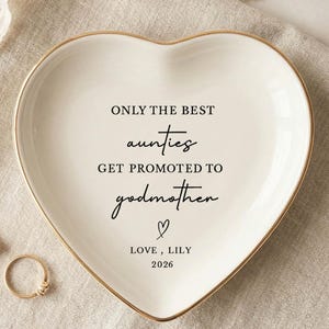 Porta anelli per madrina, regalo personalizzato per la proposta di matrimonio della madrina, vassoio porta gioielli personalizzato, ricordo per la promozione della zia a madrina