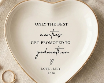 Godmother Ring Dish, Personalized Godmother Proposal Gift, Custom Jewelry Tray, Auntie Promoted To Godmother Ring Holder Keepsake
