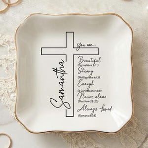 Christian Scripture Jewelry Dish, Bible Verse Gift for Her, Encouragement Keepsake, Baptism Confirmation Gift, Prayer Gift, Religious Decor