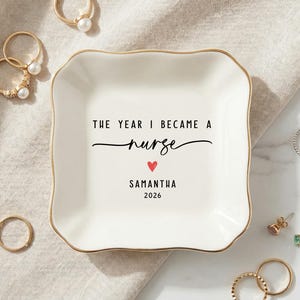 Nurse Ring Dish, Personalized New Nurse Gift, Nursing School Graduation Gift, Keepsake Trinket Dish, Registered Nurse Gift image 9