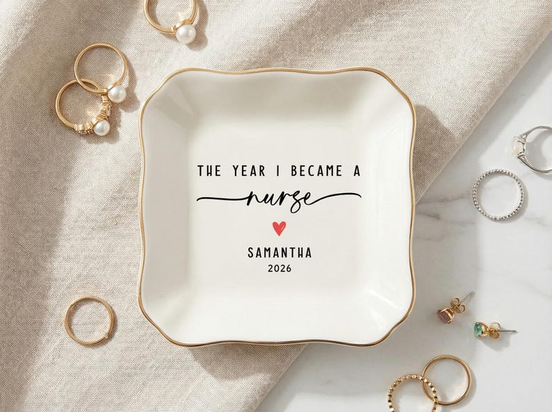 Nurse Ring Dish, Personalized New Nurse Gift, Nursing School Graduation Gift, Keepsake Trinket Dish, Registered Nurse Gift image 9
