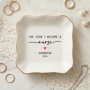 Nurse Ring Dish, Personalized New Nurse Gift, Nursing School Graduation Gift, Keepsake Trinket Dish, Registered Nurse Gift image 2