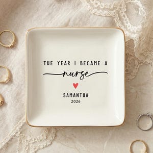 Nurse Ring Dish, Personalized New Nurse Gift, Nursing School Graduation Gift, Keepsake Trinket Dish, Registered Nurse Gift image 3