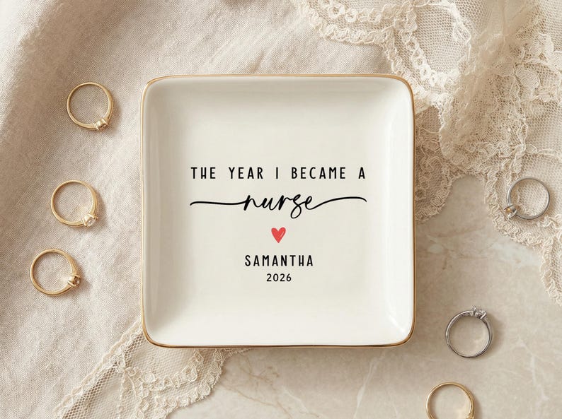 Nurse Ring Dish, Personalized New Nurse Gift, Nursing School Graduation Gift, Keepsake Trinket Dish, Registered Nurse Gift image 3