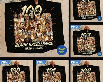 PNG de 100 años de Black Excellence, diseño de raíces afro (descarga digital)