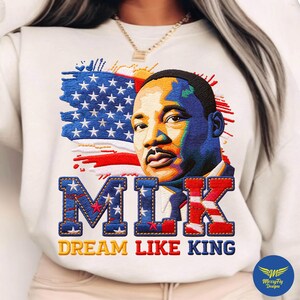 MLK Jr. 'Dream Like King' Png, Ricamo MLK Png, Afroamericano Png, Giorno di MLK Png, Diritti Umani e Libertà Png, Mese della storia dei neri Png