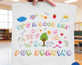 Ritorno a scuola SVG, È una bella giornata per disegnare PNG, Materiale scolastico carino, Insegnante sublimazione PNG, Clipart scolastica download digitale