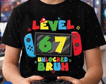 Livello 67 sbloccato Bruh Gamer PNG, design per videogiochi per bambini (download digitale)