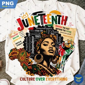 Juneteenth PNG, Afro Woman Africa Map Design, Black Queen Melanin Pride-skjorta PNG, Kultur över allt