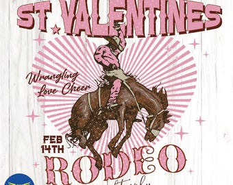 St. Valentines Rodeo Western PNG, Retro Cowboy Graphic (Digital Download)