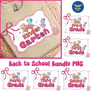 Back to School Bundle PNG, Preppy Teacher First Day of School Shirt Design, Girly Coquette Sublimation, Pink Bow Pre-k 1st/2nd/3rd/4th Grade
