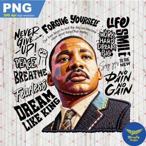 Martin Luther King PNG, Embroidery MLK Png, African American Png, MLK Day Png, Human Rights Freedom png, Justice Unity, Black History Month