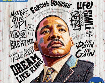 Martin Luther King PNG, Ricamo MLK Png, Afroamericano Png, Giorno di MLK Png, Diritti umani e libertà png, Giustizia Unità, Mese della storia dei neri