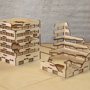 1/144 Scale Ruined Buildings Cut Files: Wargaming Terrain Set A (SVG, Assembly Instructions)