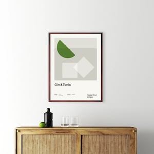 Gin & Tonic Cocktail Poster, 12x16, 16x20 18x24