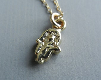 Tiny Hamsa Necklace (Gold)