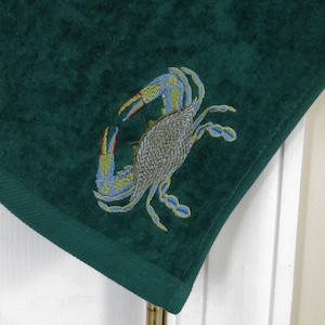 Velour terry cotton Golf Towel machine embroidery embroidered BLUE CRAB For golf, grilling, man-cave, patio, bar Choose color Father&#39;s Day
