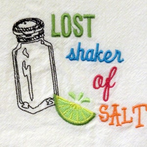 Machine Embroidery Flour Sack Towel Nautical design Lost Shaker of Salt, kitchen, hostess gift, tea towel, basket liner, bathroom