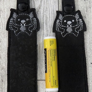 CUTE BAT Vinyl Lip Balm Holder Lip Balm Key Chain Keychain Halloween Cosplay  Vinyl clip in purse, backpack, tote, bag. Other colors avail