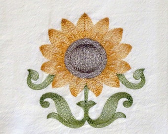 Machinegeborduurd HERFST Hoogwaardige 100% katoen Meelzak Handdoek HERFST Zonnebloem keuken, schotel, theedoek koken Herfstbloemen
