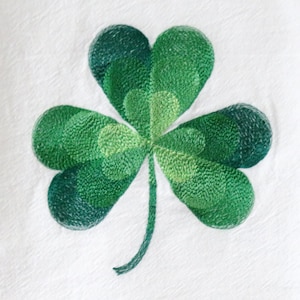 Machine Embroidered Flour Sack Towel SENSATIONAL SHAMROCK Tea, dish or kitchen towel St. Patrick&#39;s Day Irish Ireland Baking Chef cooking